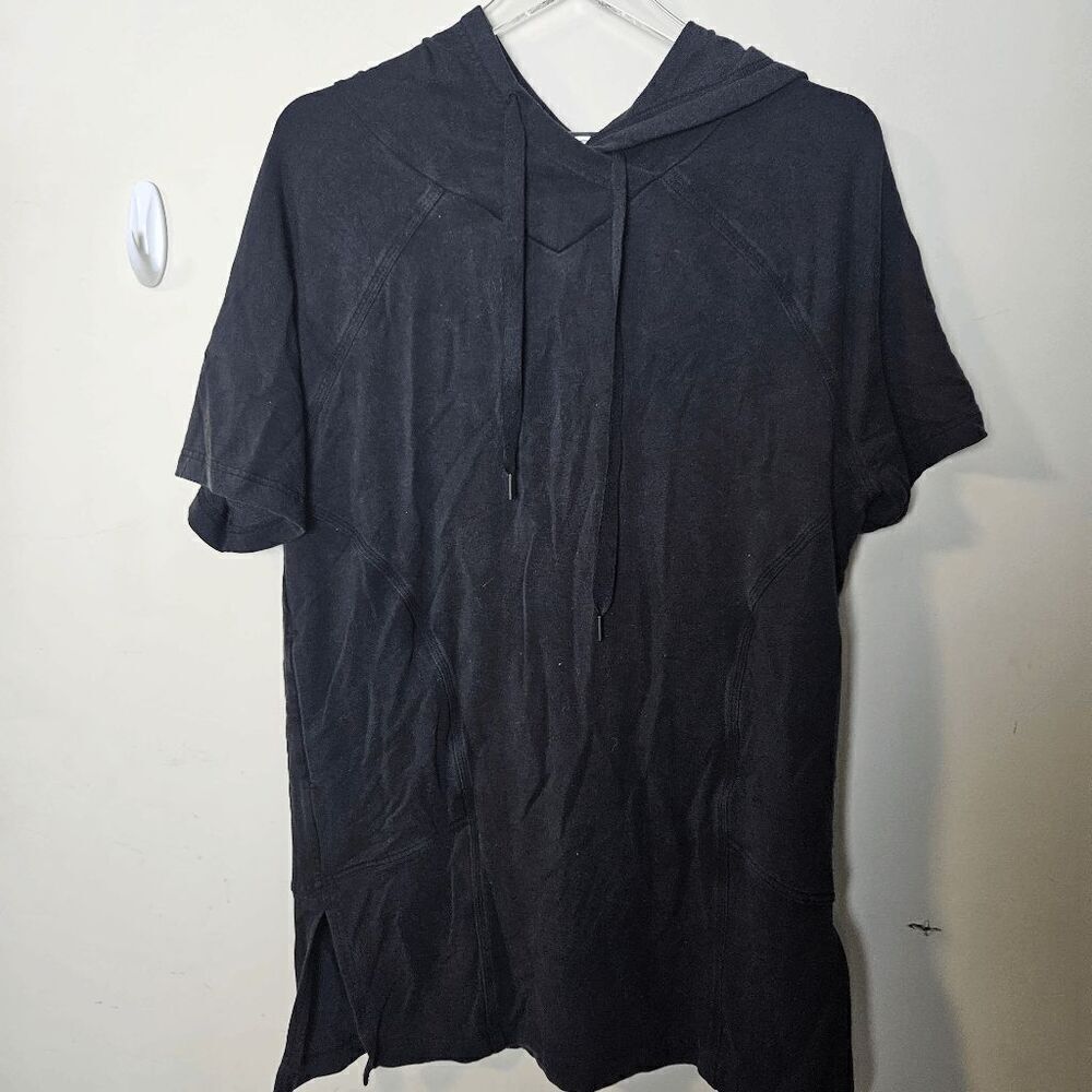 Athleta Cabana Tunic Short Sleeve Hoodie Womens Black Size Small